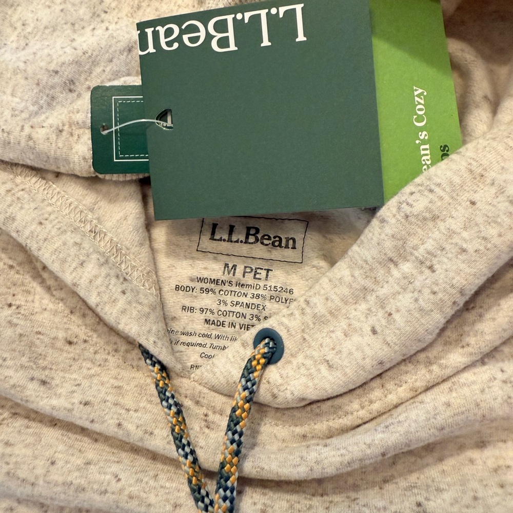 L.L. Bean Women's Heathered Hoodie with Braided Drawstrings - Picture 4 of 4